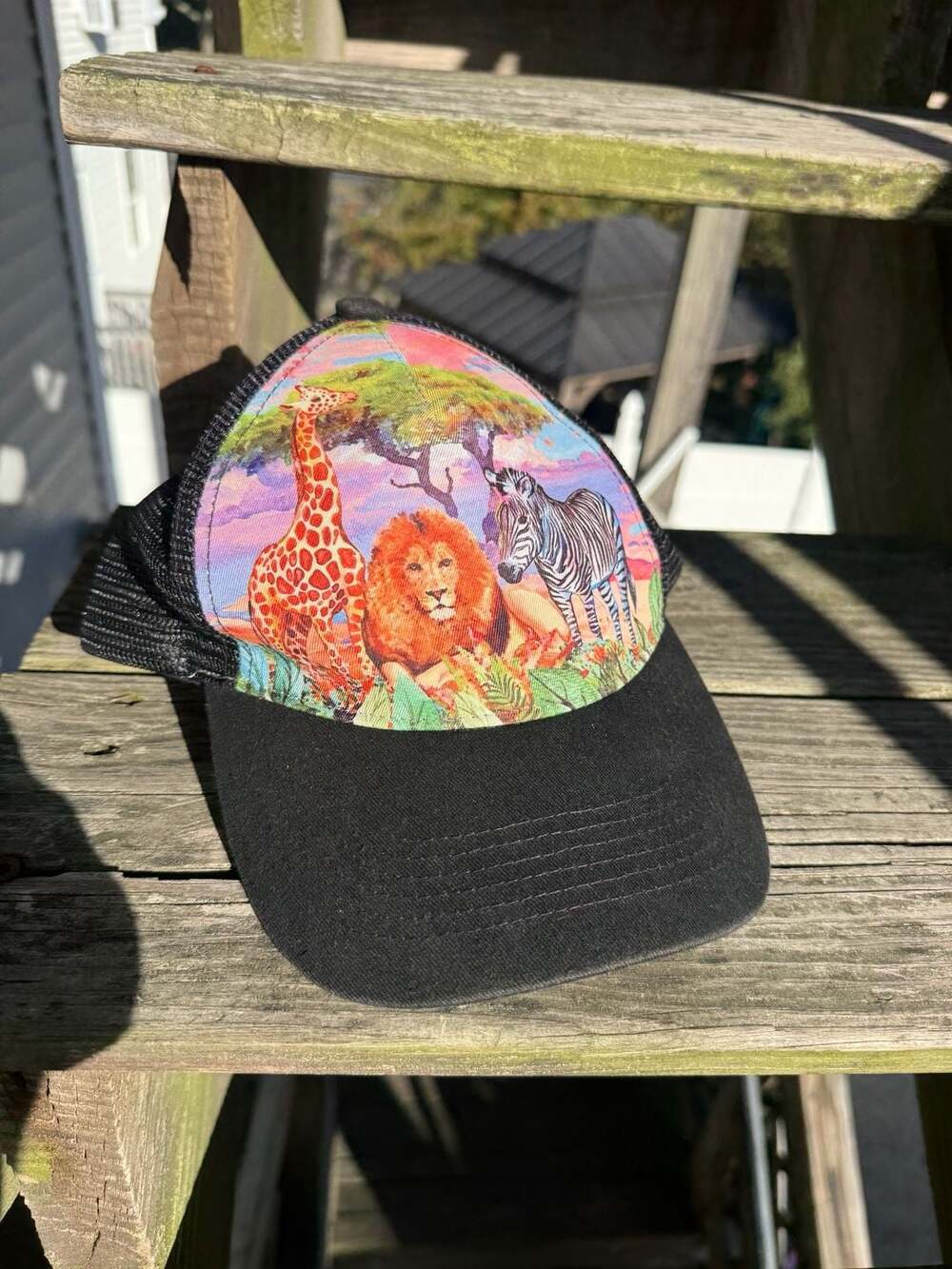 A&F Trucker Hat Size Adult Safari Lion Giraffe Zebra